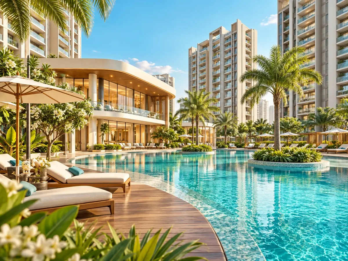 Sobha Hennur resort style pool and clubhouse