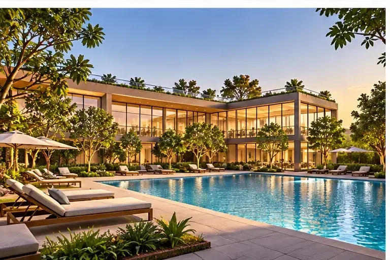 Sobha Hennur clubhouse and pool lounge